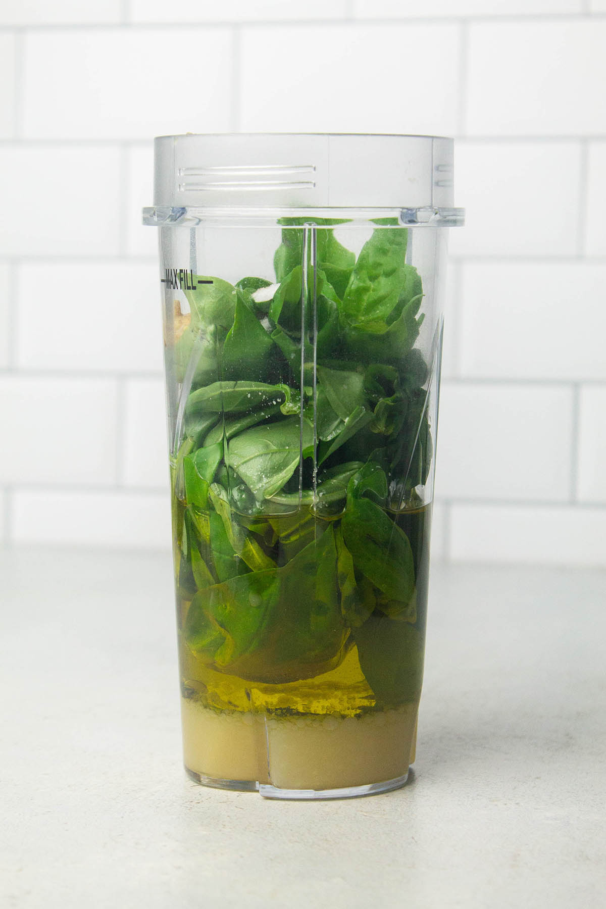 Ingredients in a bullet blender.