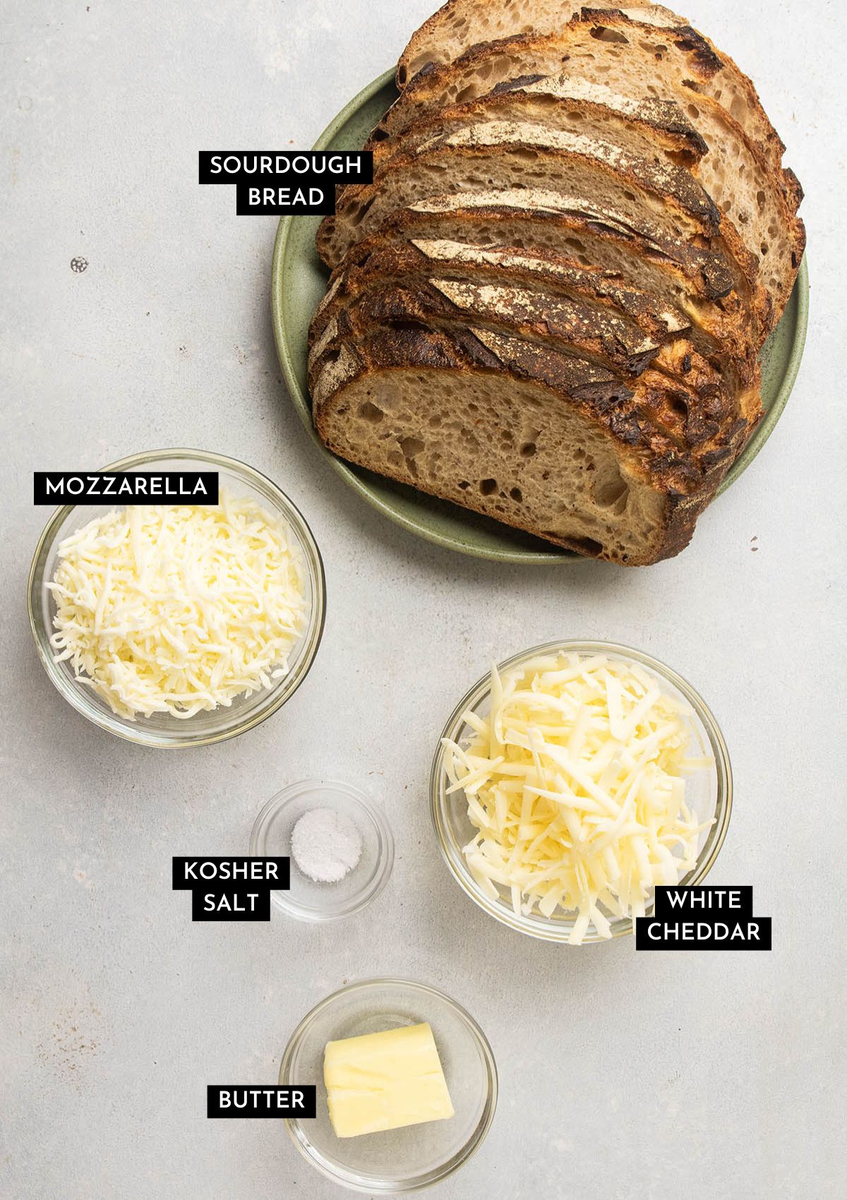 Grilled cheese ingredients.