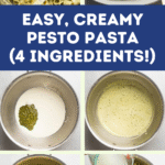 Creamy pesto pasta.