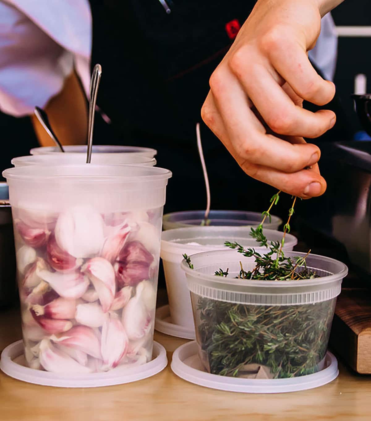 Ingredients prepped and in containers.
